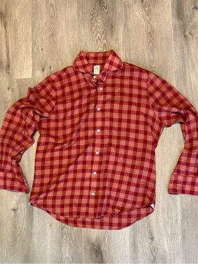 Finamore Napoli Red Plaid Button Down Shirt | Size 16/41 | Made in Italy